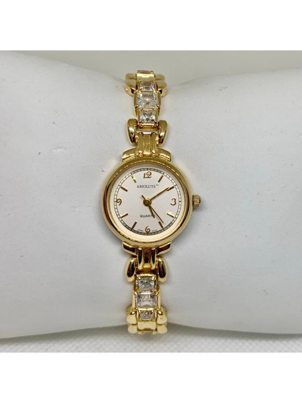 Absolute women’s gold tone watch crystals 21mm quartz analog up to 7.5” running